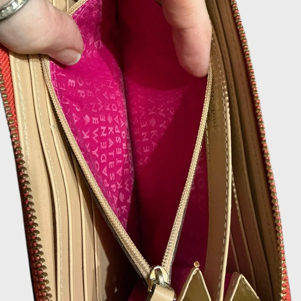 Kate Spade Wellesley Neda Zip Around Leather Continental Wallet Red Orange